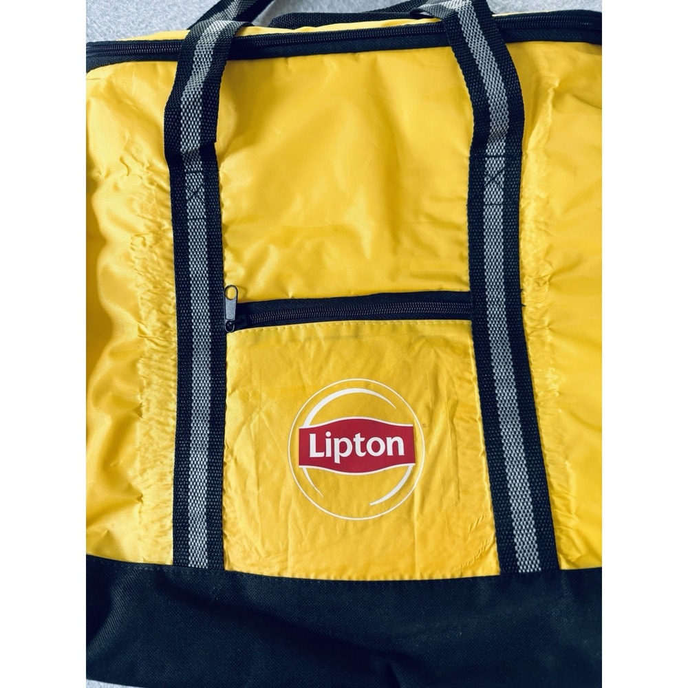 Lipton Tea Soft Sided Cooler Handles Open Top Advertising Promo Pockets Yellow